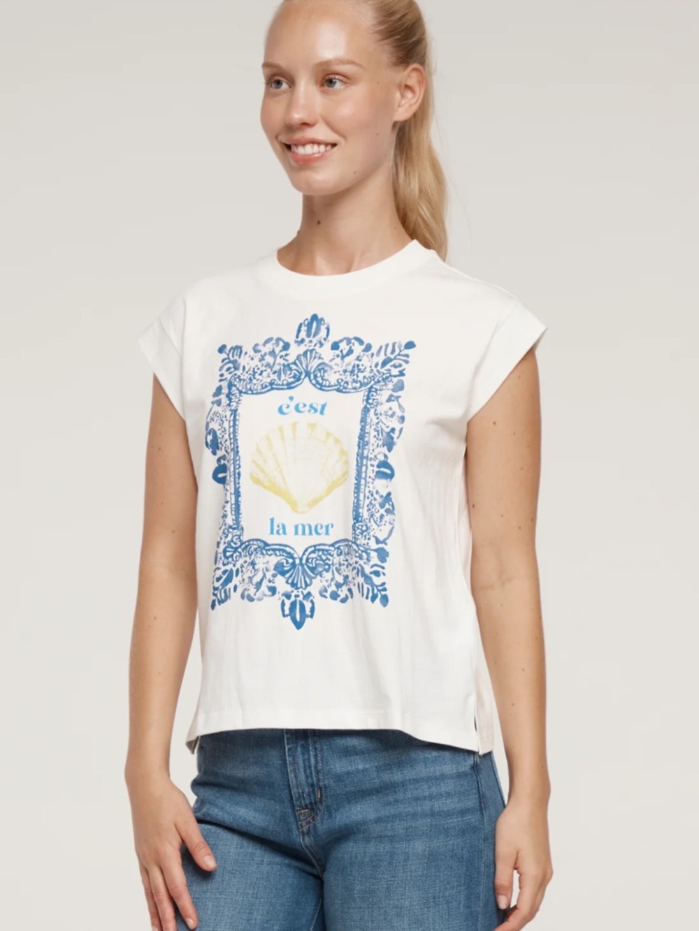 NWT Wildfox "C'est La Mer" Julien Tee White Size Small